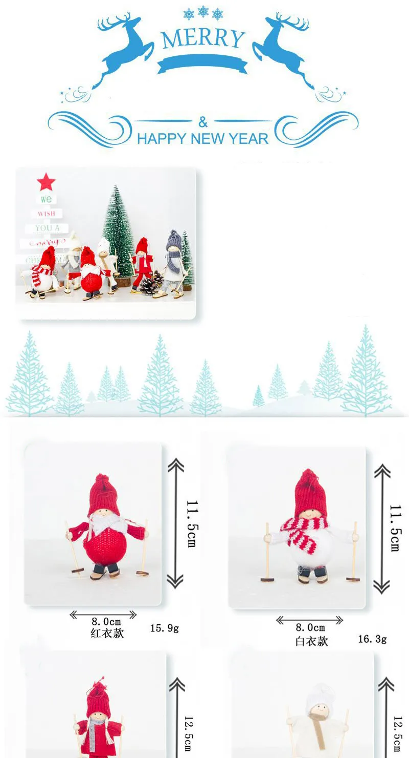 Cute Christmas Tree Decoration Kawaii Christmas Angel Girl Ski Pendant For Home Xmas Cloth Doll Party Hanging Decor Kids Gifts16