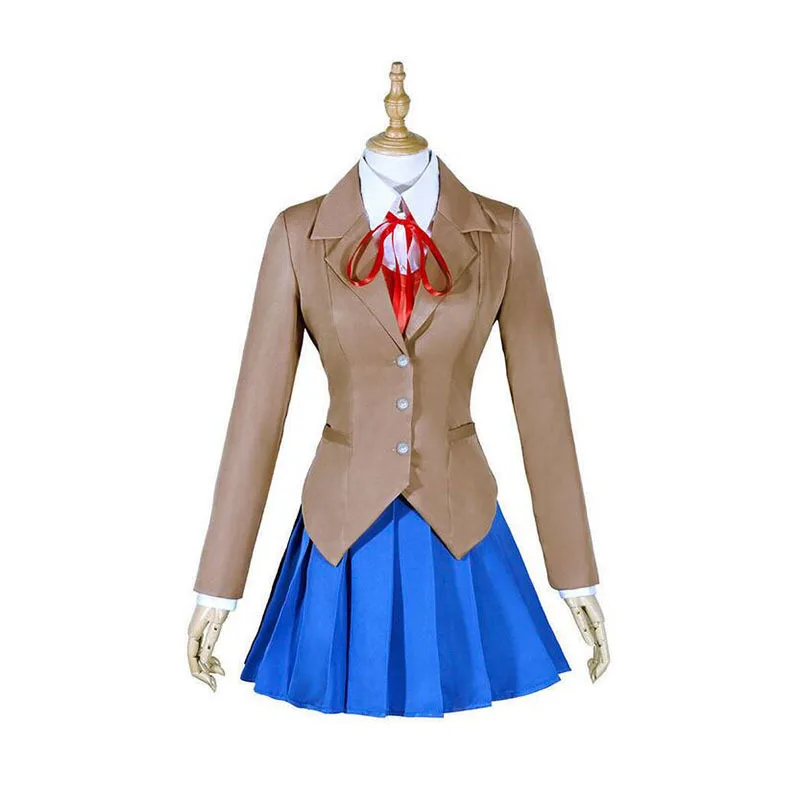 

Women Adult Game DDLC Doki Literature Club Monika Cosplay Costume Sayori Yuri Natsuki School Student Uniform Halloween Outfit
