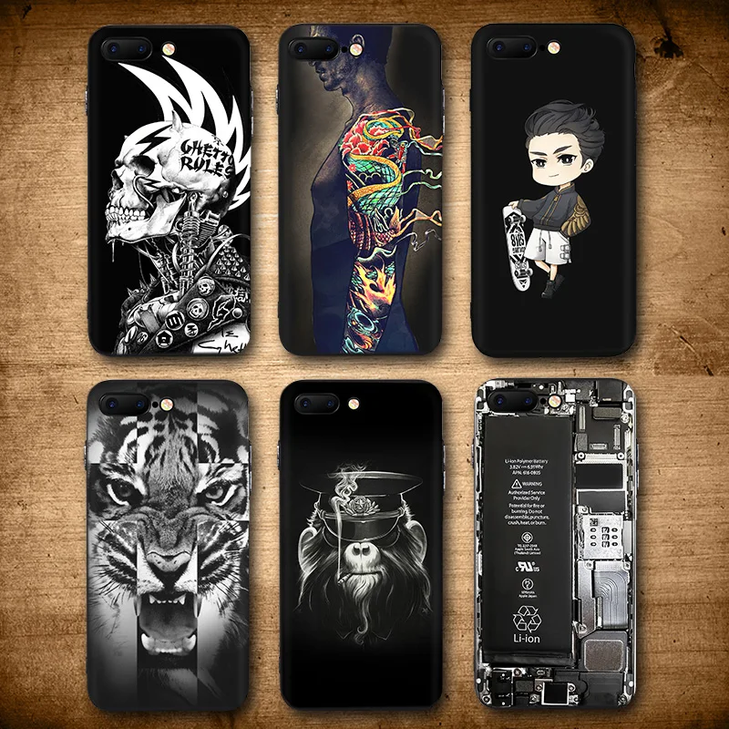 

Cool Dragon Tatoo Skull Tiger Case for iphone X 7 8 7plus 8plus Skate Boy Broken Matte Hard Plastic Cover for iphone 7 case