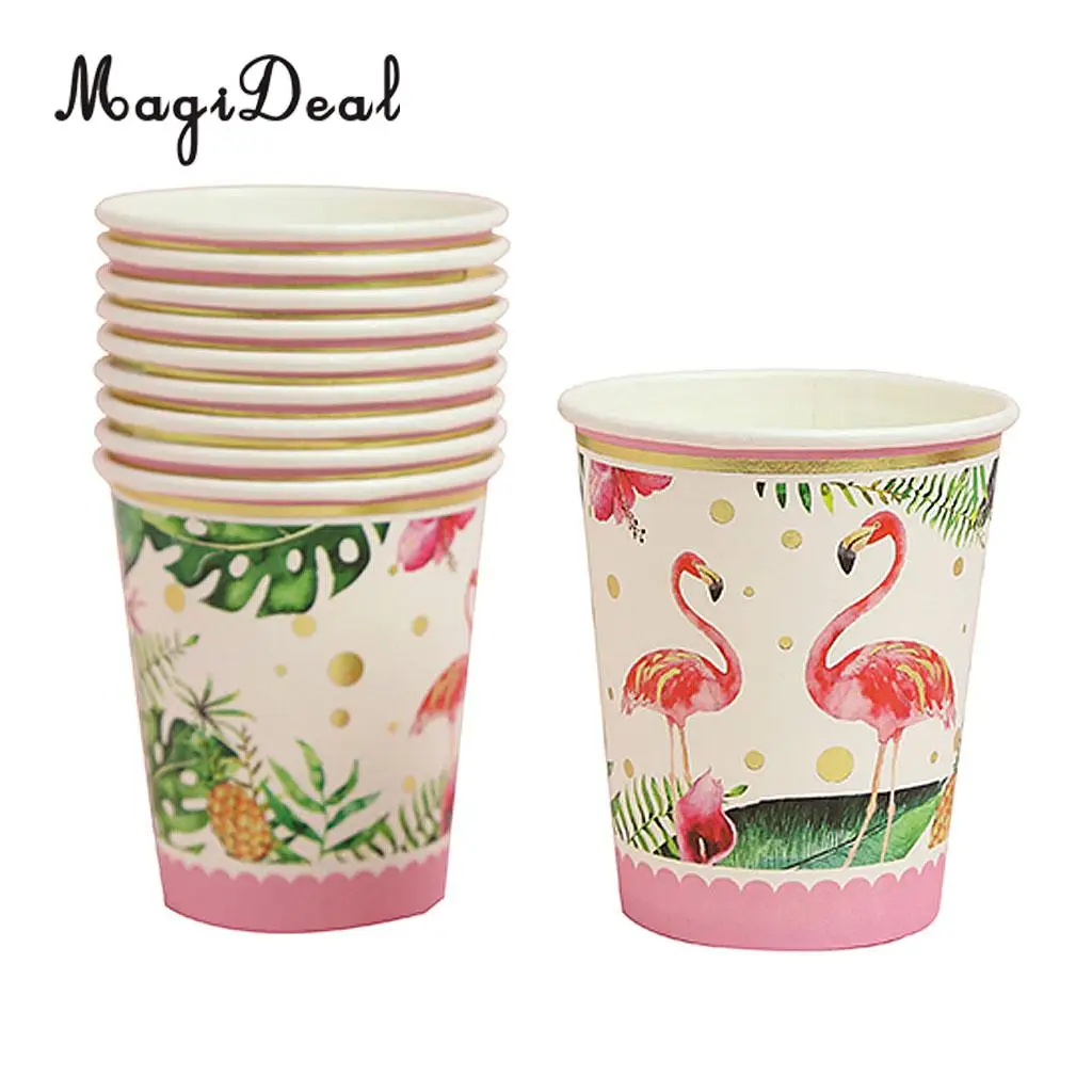 10pcs Tropical Flamingo Paper Disposable Cups Birthday Party Tableware Decor