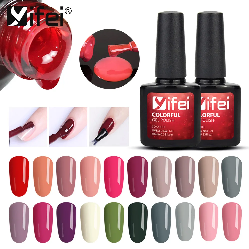

YIFEI 10ML Nail Polish Hybrid Varnish Gel polish uv Color Vernis Semi Permanent Gel Manicure Primer Top Coat Glitter Nail Art