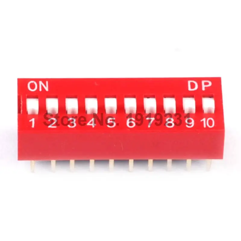 

100PCS 2.54mm 10Pin Flat Dial Switch Toggle Switch DIP Switch Red Snap Switch