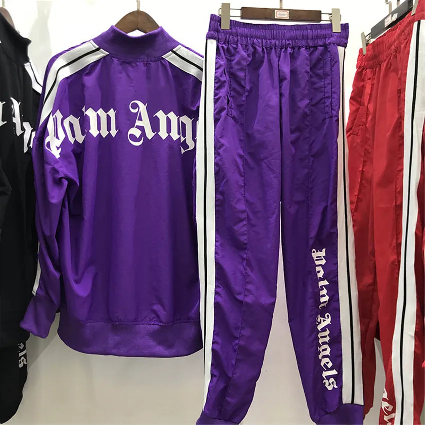 2019 النخيل الملائكة الأزرق السراويل الترنك الرجال النخيل الملائكة على شعار طباعة Sweatpants استرخاء فينت السراويل الترنك الربيع الصيف للجنسين PA