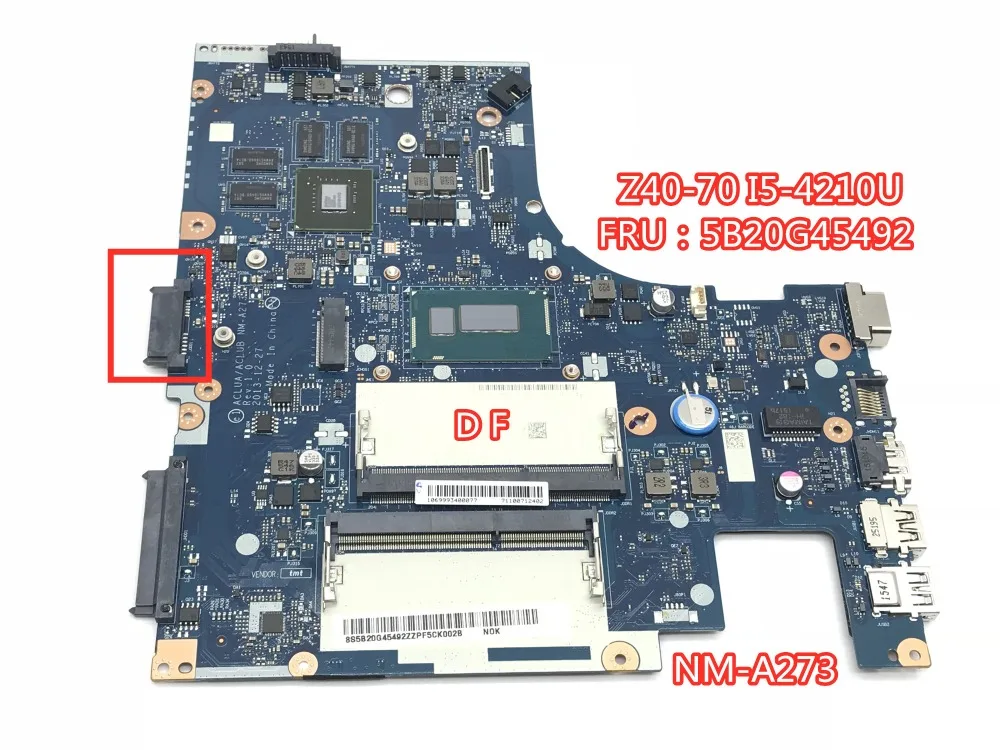 ACLUA/ACLUB NM-A273 ноутбука материнская плата для Lenovo Z40-70 материнская плата FRU 5B20G45492 с SR1EF I5-4210U 2G 100% тестирование