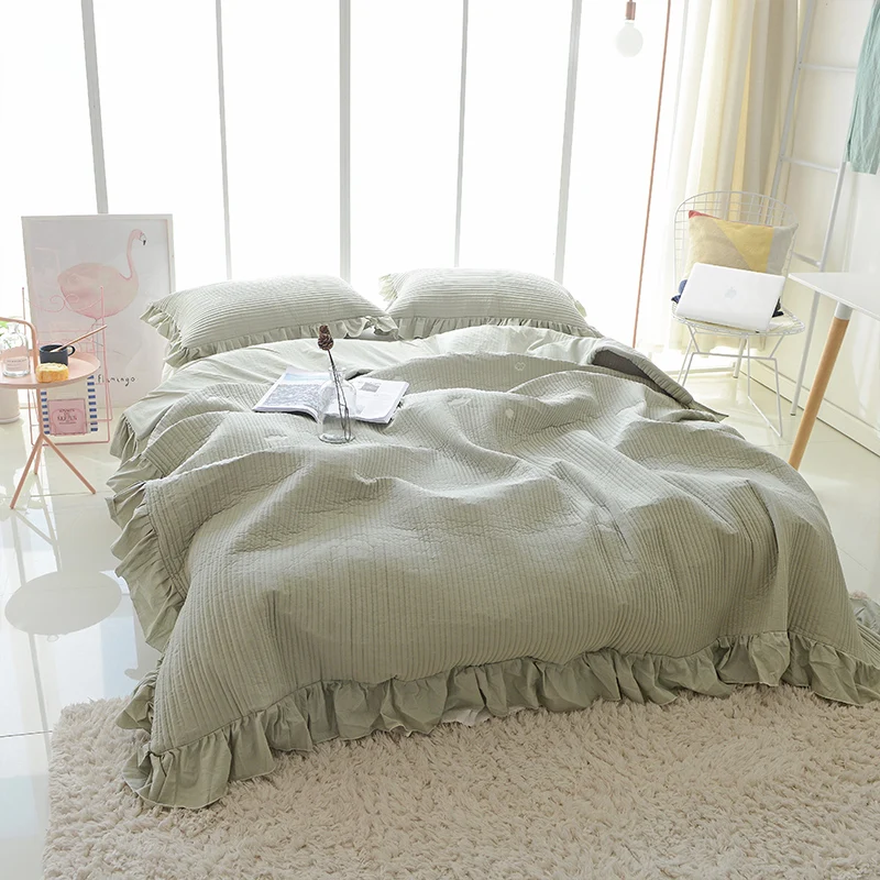 Washed Cotton Multipurpose Quilted Cotton Bedding Set Used As Mat