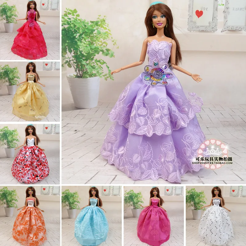 New Lot For Barbie Doll Clothes Dress Wedding Dress Big Skirt Bjd
