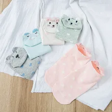 5 пар, Arrivl, женские хлопчатобумажные носки, Нескользящие, розовые, милые, объемные, с рисунком кота, маленькие, свежие, неглубокие, невидимые носки для девочек