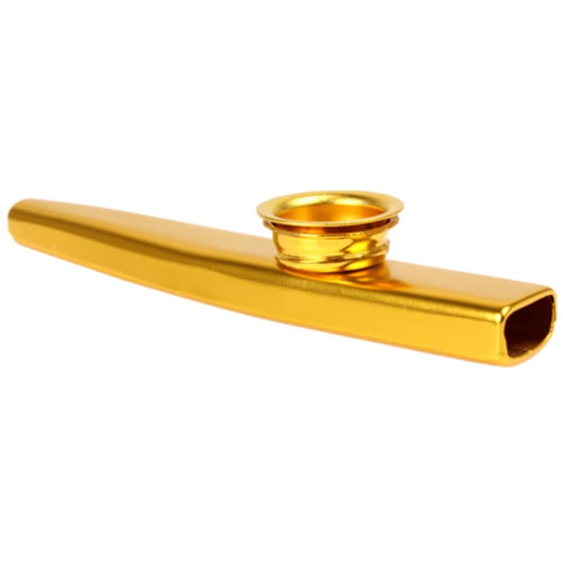 Hot 1Pc Firm Aluminum Metal Kazoo Harmonica Mouth Flute Kids Party Gift for Guitar Ukulele Accompaniment Gold Silver Color