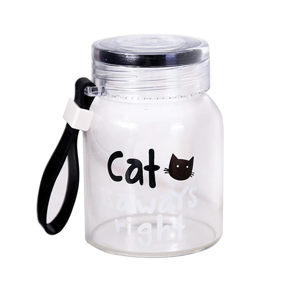 

Nordic Travelling Cup Hand Cup Cat Pattern 300ml Tea Student Drinks Container Bar Gift Clear Hermetically Sealed Dining