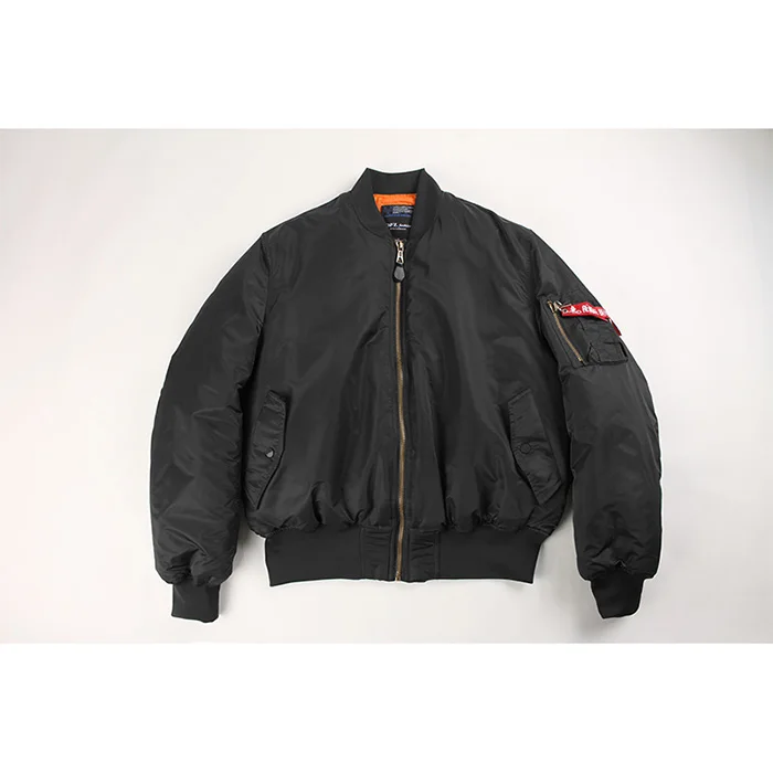 Black Bomber Jacket Толстые MA1 зимние Курточка бомбер Для мужчин классический ретро пилотная куртка мужские свободные 2 кристалла по бокам носки в стиле «хип-хоп» ветровка - Цвет: Black Bomber Jacket