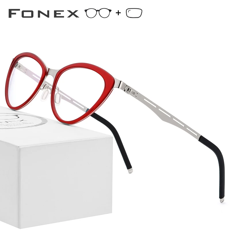 

Acetate Glasses Frame Women Cat Eye Prescription Eyeglasses Myopia Optical Frame Female Cateye Spectacle Screwless Eyewear
