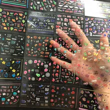 30 folhas/conjunto brilho strass/diamante/pedra design adesivos para unhas 2021 nova ponta adesiva adesivos para unhas conjuntos 3d rosa decalques