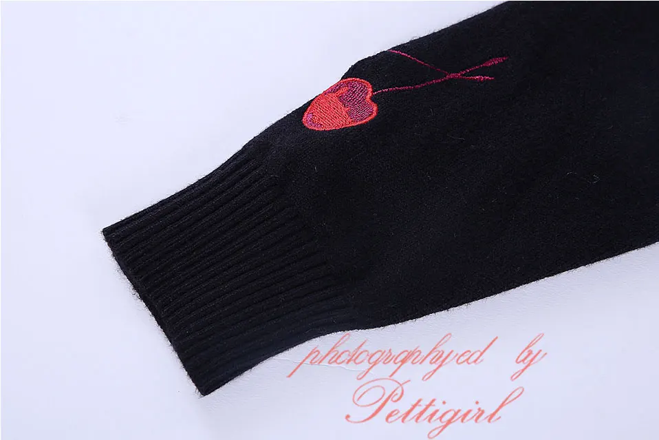 Pettigirl/новейшие черные вязаные кардиганы для девочек, Повседневные свитера с вышивкой вишни, Детский костюм на осень и зиму 1106