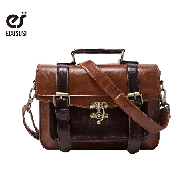 Ecosusi Preppy Style Women Briefcase Classic Mori Leather Ecosusi Preppy Style Women Briefcase Classic Mori Leather Satchel Handbags Leisure Portable Messenger