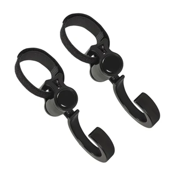 

2pcs Stroller Hooks Clips Stroller Hooks Rotation Hook and Loop Stroller Clips Baby Stroller Hanger for Diaper Grocery Clothes