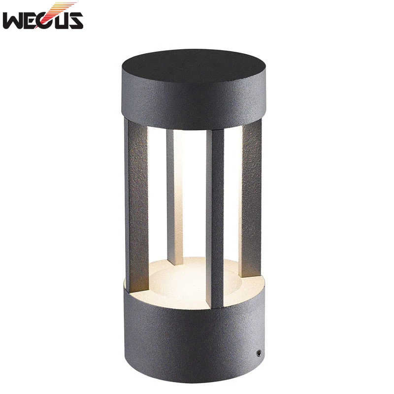 (WECUS) Outdoor waterproof wall pillar lamp, modern villa courtyard garden lawn lamp, LED door column lamp