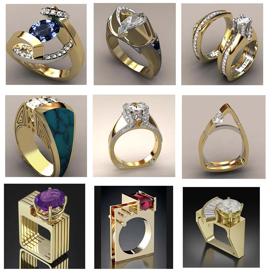 Anel de pedra de zircão feminino do vintage estilo único cristal cor do ouro anel de aço inoxidável anel de festa punk jóias para presentes femininos