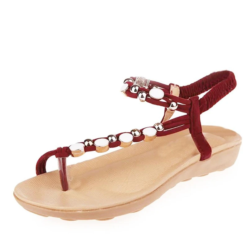 

shoes woman Women Flat Shoes Beaded Bohemia Leisure Sandals Peep-Toe Flip Flops Shoes Item specifics sandalen dames A0511#30