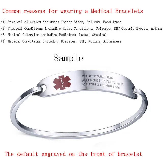 Online Vnox Free Engraving Medical Bracelets Bangles Id Image