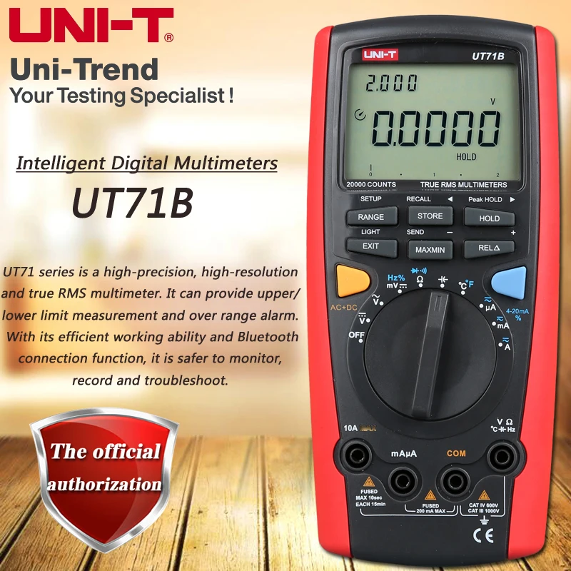 UNI-T UT71B Умный Цифровой мультиметр истинный RMS USB/Bluetooth передача данных двойная