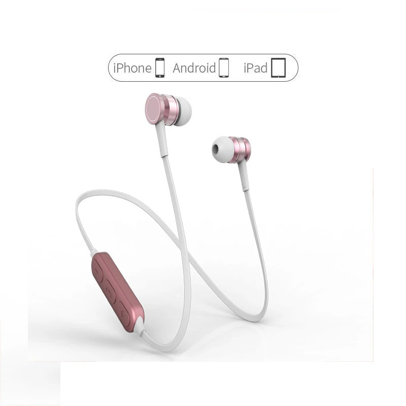 H5 Rose Gold Bluetooth Earphone With Mic Wireless Magnet Earphones Sport Running Headset For iPhone Android Xiaomi Smartphone