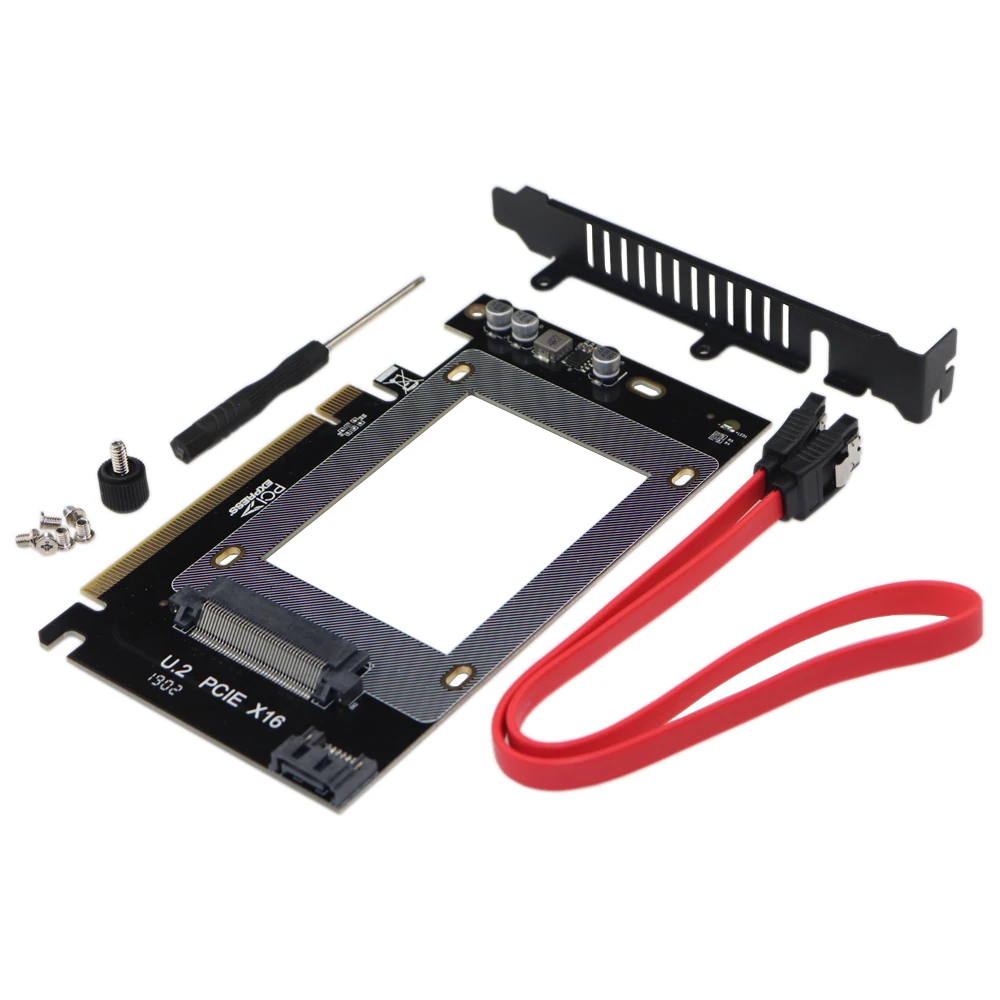 U2 PCIe конвертер 2 в 1 U.2 SFF-8639 или SATA III в PCIE 3,0x16 Gen3 адаптер для 2,5 дюймов U.2 NVMe/SATA SSD