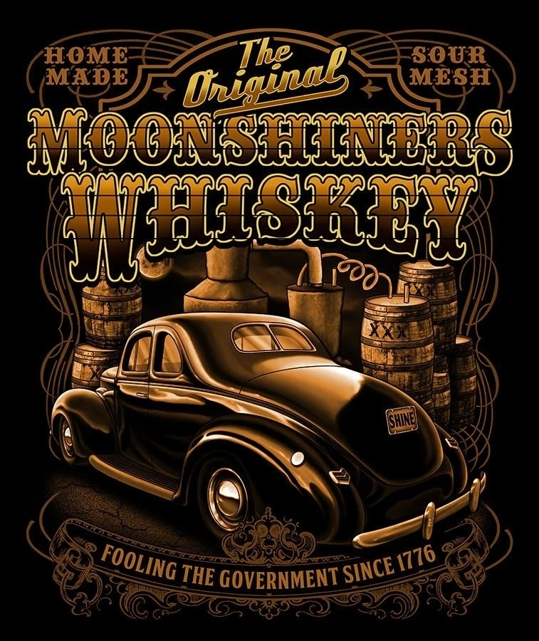 ORIGINAL MOONSHINE WHISKEY BLACK TEE SHIRT SIZE M - T316 vintage car