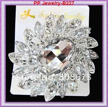 

Free Shipping(4pcs/lot)Silver Plated Large Crystal Rhinestone Elegant Brooch!!Factory Cheap Price Jewelry!!