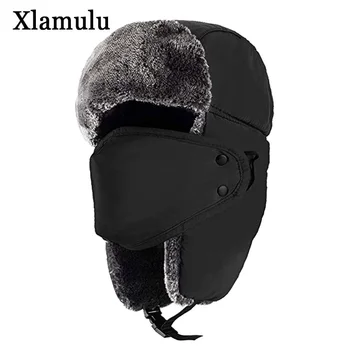 

Xlamulu Winter Women Bomber Hats Men Fur Warm Thickened Balaclava Winter Hats For Women Bomber Hat Earflap Caps New Fashion 2018
