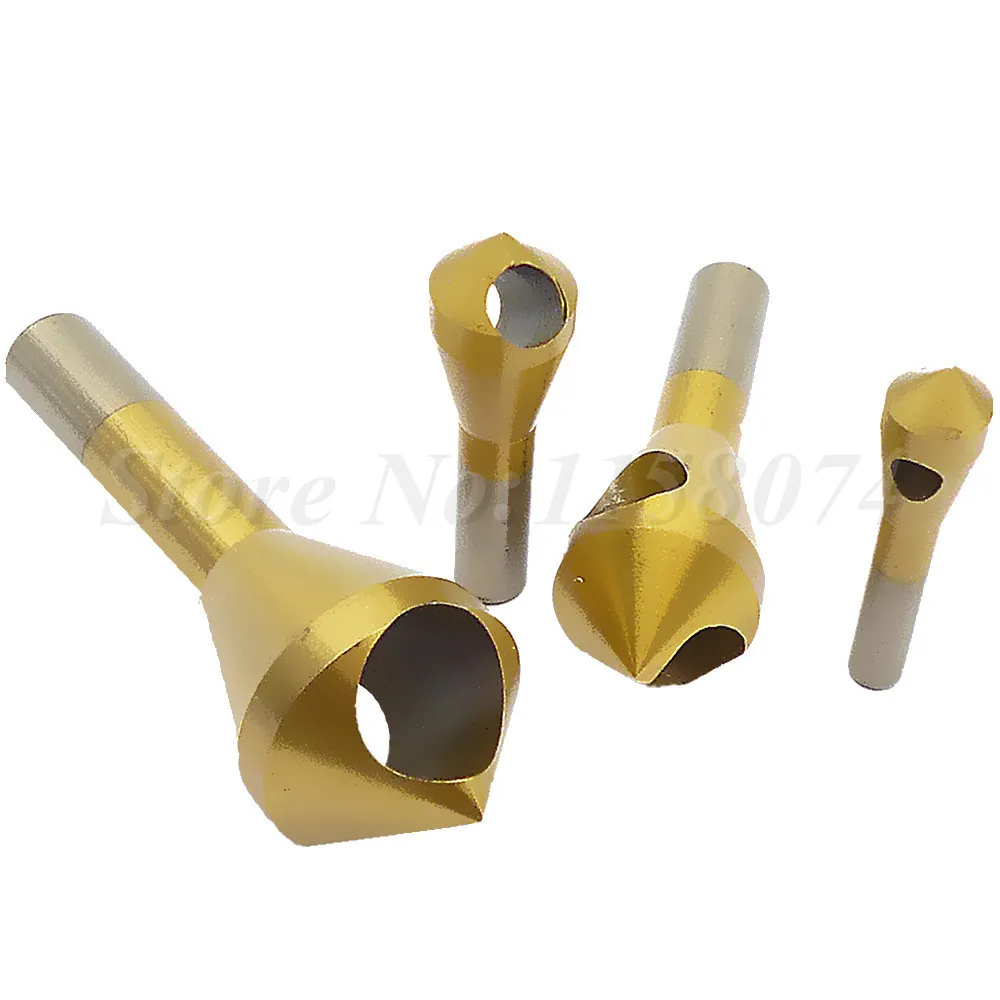 4pcs Countersink Deburring Drill Bit Metal Wood Cutting Bit 2-5mm 5-10mm 10-15mm 15-20mm Wood Plastic Hole Drilling Cutter Bits