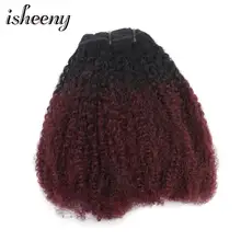 Isheeny зажим для наращивания на всю голову 1B/99J африканские Курчавые Кудрявые волосы на заколках для наращивания 8 шт./компл. бразильский Реми волосы на заколках натуральные 120 г