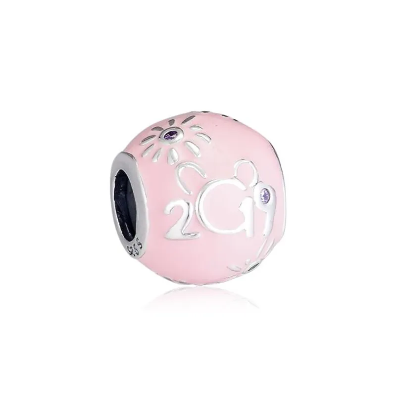 

2019 Pink Enamel Castle Charm Fits European Bracelet Charms Silver 925 Original Charms Bead DIY Making Jewelry For Women