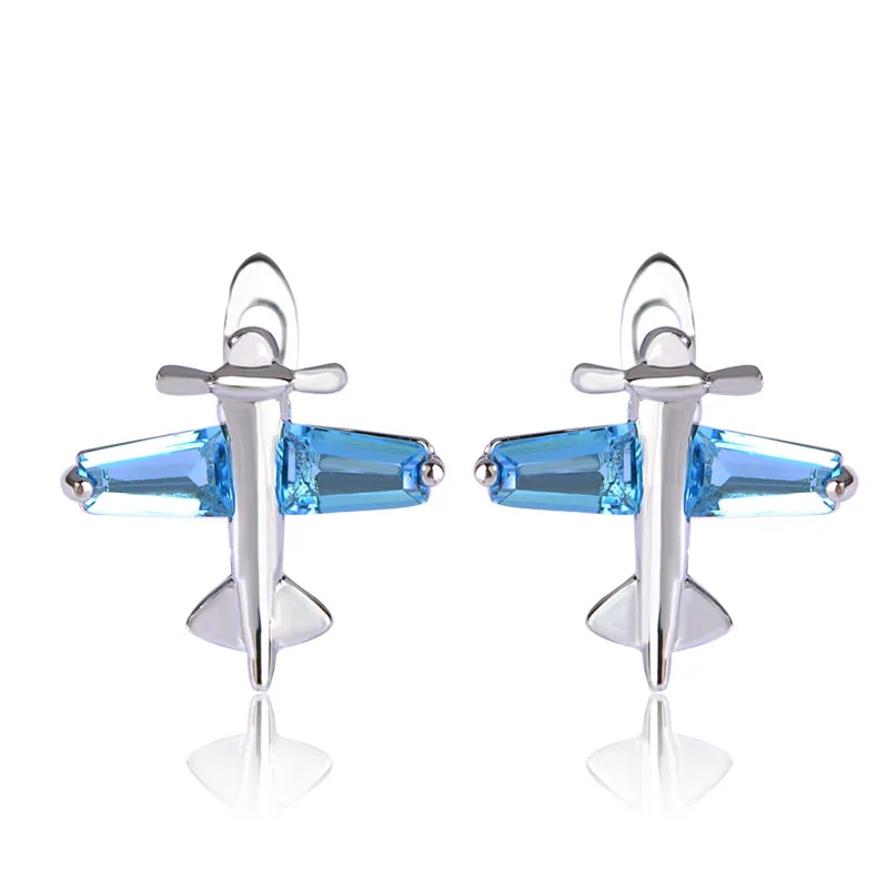 

Blucome 3 Colors Cute Airplane Stud Earrings For Women Cubic Zirconia Silver Color Copper Brincos Party Ears Piercing Bijuterias