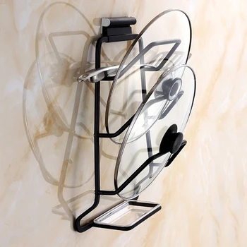 

1PC Hanging Lid Holder Multifunctional Space Aluminum Wall Mounted Pot Pan Lid Cover Rack Holder Organizer Kitchen Accessories