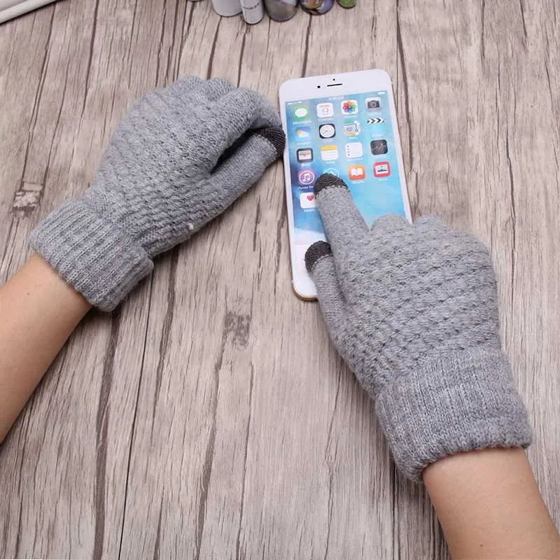 

Miya Mona Fashion Solid Women Faux Wool Knitting Wrist Gloves High Quality Winter Warmer Screen Sense Full Finger Gloves