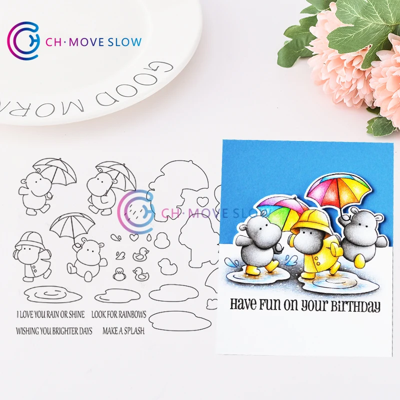 

CH RAINY DAY PLAY Metal Cutting Dies and stamps DIY Scrapbooking Card Stencil Paper Craft Handmade Album Handbook Decoration