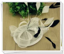 Señoras elegantes plumas fascinators sinamay sombreros mujeres accesorios para el cabello de lujo para la fiesta de boda nupcial sombreros y carreras OF1517