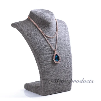 

28*21cm Gray Cords Jewelry Mannequins Model display shelf Stand Showcase Pendant Necklace Chain Pleural Bust Neck Display Holder
