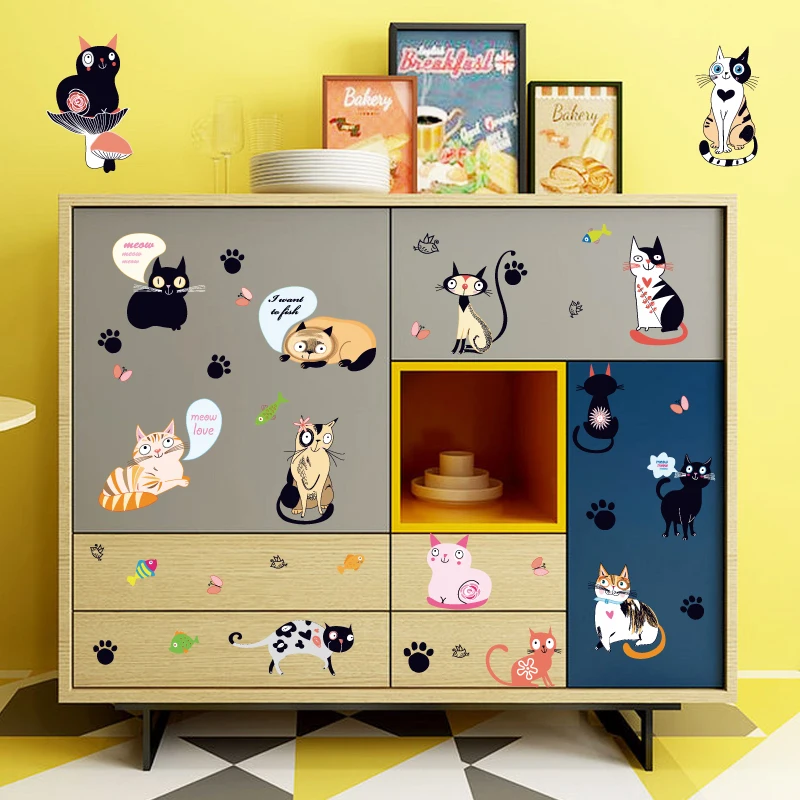 Lovely Cat Living Room Bedroom Removable Self-adhesive Floor Window Kitchen Wall Sticker Decal Decoration Art Poster Mural dc18 Lovely Cat Living Room Bedroom Removable Self-adhesive Floor Window Kitchen Wall Sticker Decal Decoration Art Poster Mural dc18