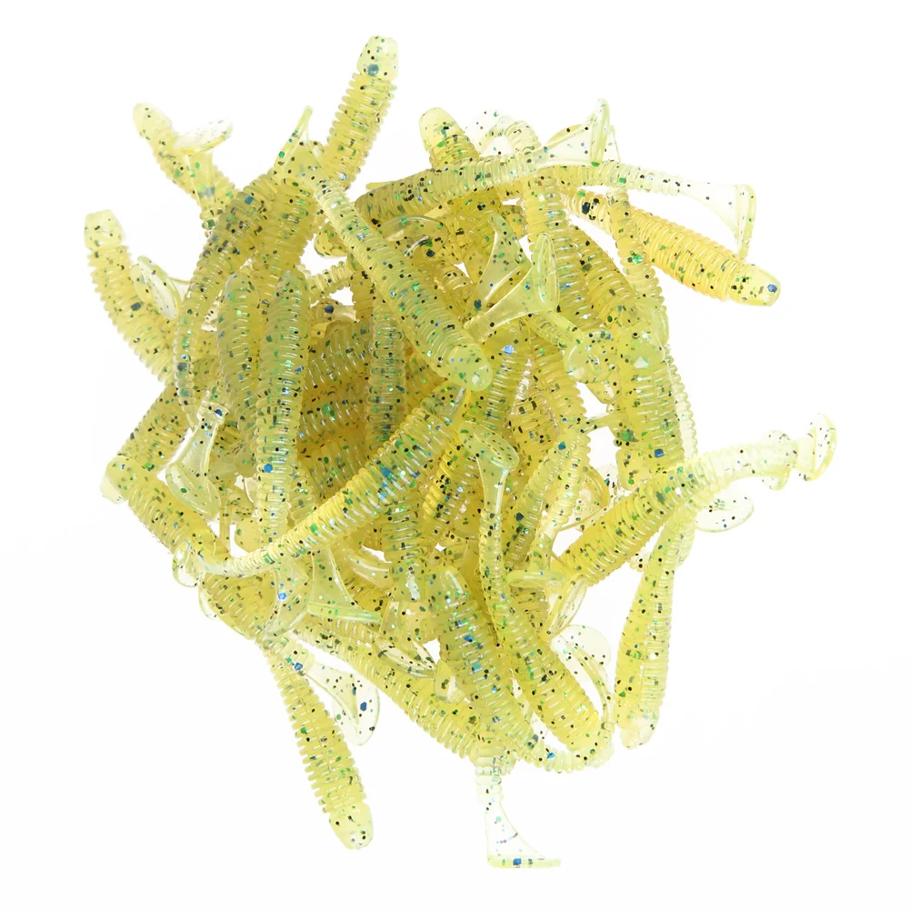 50 unids Uds./50mm señuelo de cebo suave cebo Artificial Loach cebo de Pesca señuelo de plástico Pesca (Color aleatorio)