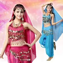 Женский индийский костюм для танца живота для взрослых, 2 предмета, топ и юбка,, профессиональный комплект bimba, платье для танца живота для женщин