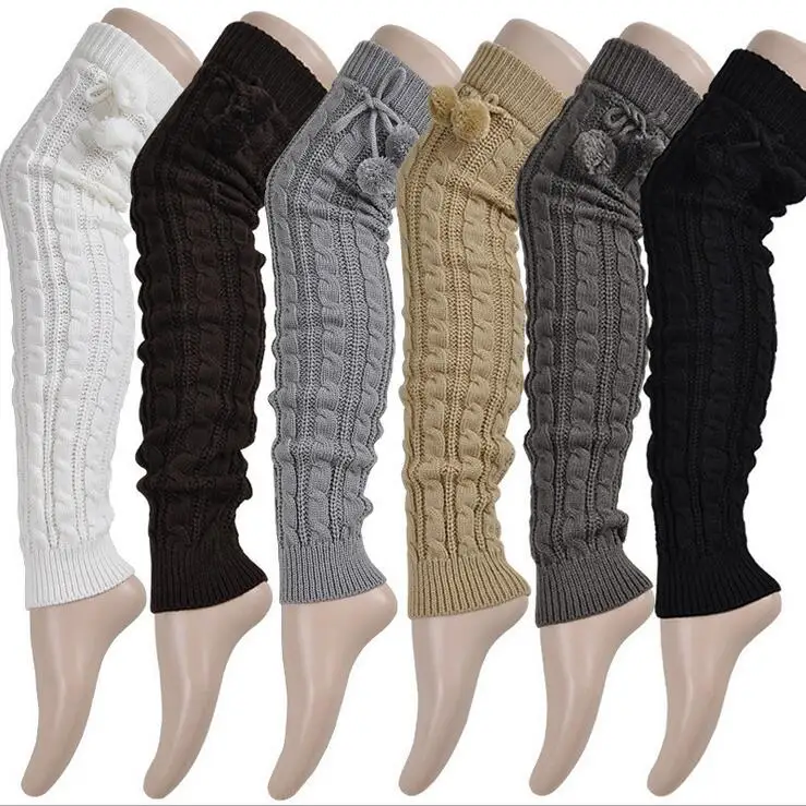 

2016 Harajuku Women Leg Warmers Solid Leg Warmers Crochet Knitted Long Leg Warmers Thigh High Warm Boot Socks women