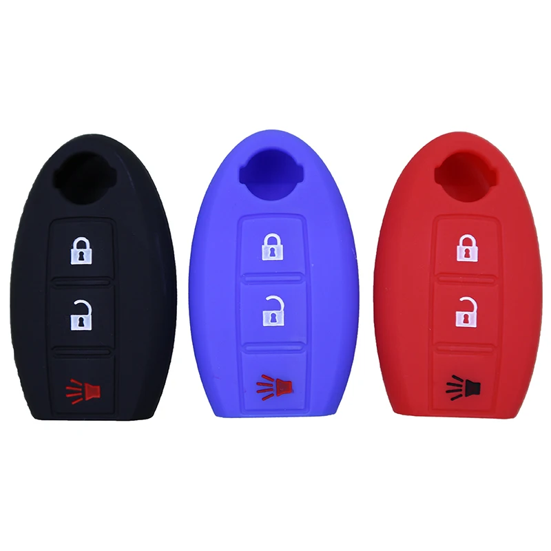

3 Buttons silicone remote car key case shell cover for Nissan Livina MARCH Tiida Qashqai