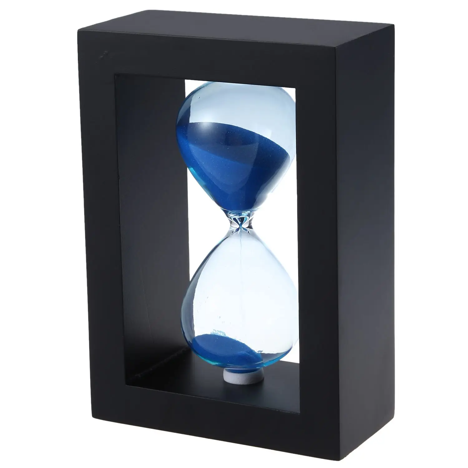 Hot Sale Wooden Frame Hourglass Sand Timer Black Frame Blue Sand.(Black Frame Blue - Color: Black