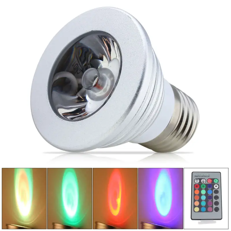 Светодиодная RGB лампа 3 Вт E27 GU10 E24 85 265 в 16 цветов|control bulb|e27 led bulbremote control bulb |