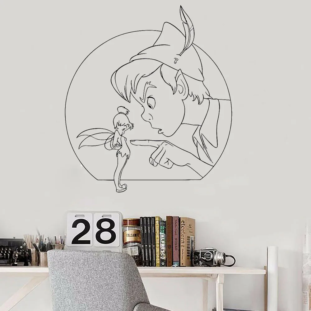 Bedroom Decoration Peter Pan Wall Stickers Home Decor Fairy Magic Wall Decals Cartoon Playroom Sticker B624