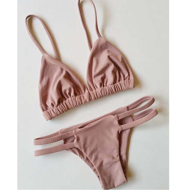 Khaki Nude Color Bikini for Women Super Sexy Bandage Hollow Out