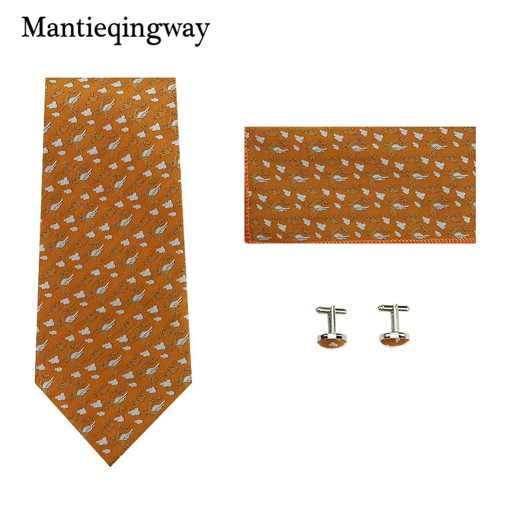Mantieqingway 20 цветов галстук Hanky запонки наборы для мужчин полиэстер Пейсли Цветочный галстук для шеи мужской носовой платок запонки набор - Цвет: 075