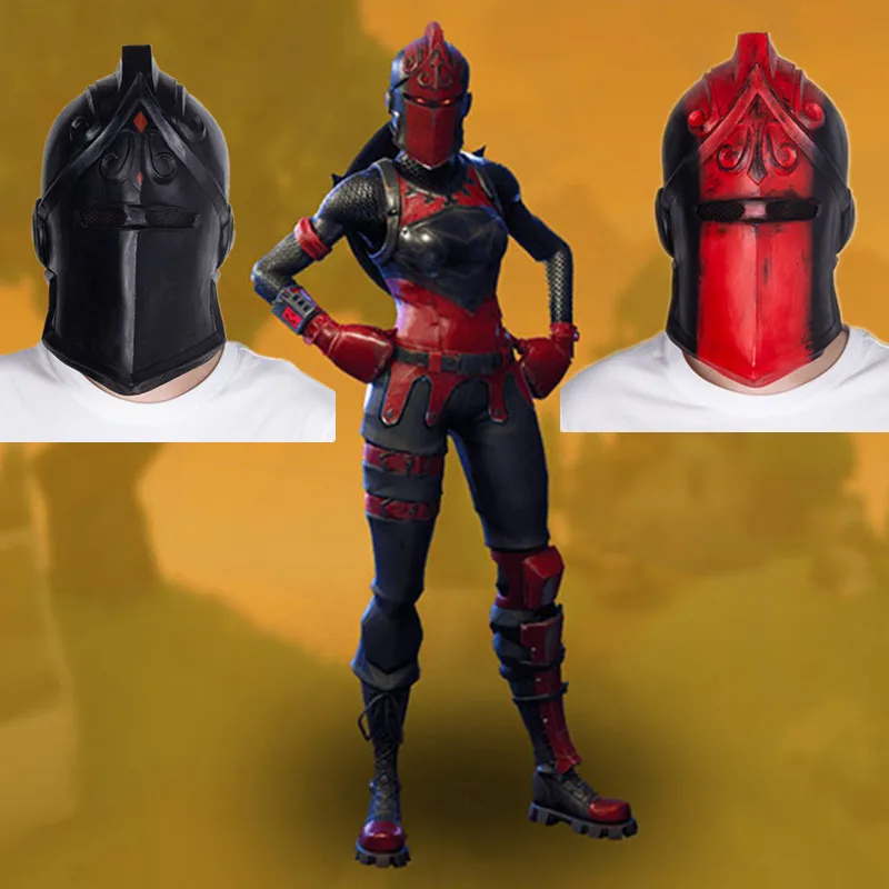

High Quality Red Black Knight Mask Game Battle Royale Cosplay latex mask Halloween Party Adult Helmet