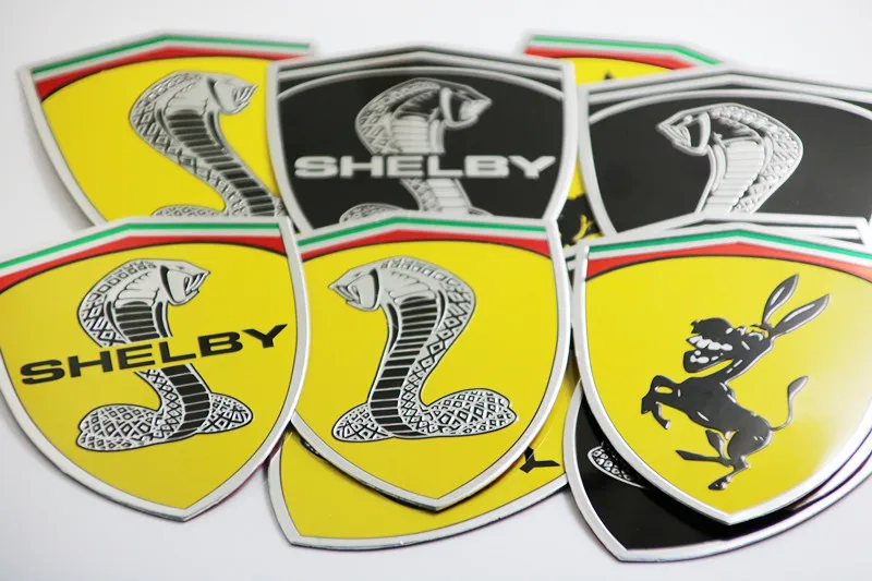 Алюминиевый сплав, логотип Ослика, змея, Шелби, змея, эмблема, окно автомобиля, тело, руль, наклейка для Ferrari Ford Mustang, логотип, наклейка